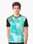 A graphic t-shirt featuring a repeating pattern of wintergreen, snowy Christmas trees on a white background. - Men