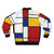 Mondrian-inspired de Stijl bomber jacket with primary colors and geometric patterns - Back