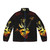Jaco Pastorius inspired flame puffer jacket with jazz bass design