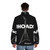 Randy Rhoads Iconic Jackson Puffer Jacket featuring heavy metal guitar design - men back