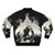 A bomber jacket featuring a fantasy floral and butterfly design, inspired by the game Nier Automata. - Back