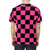 A high-quality t-shirt featuring a bold checkerboard pattern in black and pink colors. - men back