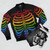 LGBTQ Pride Skeleton Ribcage Bomber Jacket with rainbow colors - Flat lay