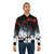 Fractal burning bomber jacket with fiery red and black design - Lifestyle