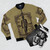Crossroad Blues Bomber Jacket with Blues Music Imagery - Flat lay
