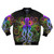 Colorful psychedelic octopus design on a bomber jacket with luminescent effects