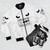 Anime-style bomber jacket with "Speaking is NOT Communication" text - Flat lay
