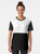 Half white and half black minimalist graphic t-shirt - Women