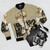 Bomber jacket with a cool, animated bird design - Flat lay