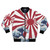 Bomber jacket featuring Hokusai's iconic "Great Wave off Kanagawa" design with a rising sun