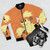Growlithe-themed bomber jacket with Pokémon design - Flat lay