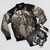 Sepia-toned bomber jacket with dragon and skull graphic - Flat lay