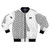 Black Lives Matter (BLM) graphic printed on a white bomber jacket