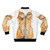 A red and white bomber jacket with a distinctive cone bra design, a nod to Madonna's iconic 80s style. - Back