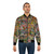 Vintage comic book pattern bomber jacket with colorful superhero and cartoon design - Lifestyle