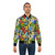 Stylish bird print bomber jacket featuring a flock of colorful birds - Lifestyle