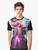 Retro aesthetic graphic t-shirt featuring the iconic "Eric Andre" design with pastel colors and vaporwave elements. - Men