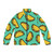 A colorful puffer jacket with a fun taco-themed pattern