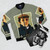 Glenn Gould inspired bomber jacket with a musical and fashion-forward design - Flat lay