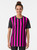 Hot pink and black striped graphic t-shirt with a cool, retro design - Women