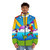 Psychedelic puffer jacket with pop art inspired design - men front