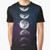 Phases of the Moon Graphic T-Shirt - Lunar Universe Design featuring the different moon phases against a starry night sky background.