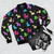 Balloon animals printed on a classic black bomber jacket - Flat lay