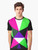 Bold 80s color block neon green and pink graphic t-shirt - Men