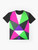 Bold 80s color block neon green and pink graphic t-shirt - Flat lay