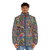 Colorful puffer jacket with psychedelic patterns and original artwork - men front