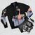 Boston Legal Denny Crane Bomber Jacket with Flamingos - Flat lay