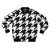 Classic houndstooth pattern bomber jacket with large print