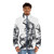 Iron Giant puffer jacket with a pointillistic design featuring the beloved robot hero in a forest setting - men front