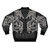 Fighting Fenrir Nordic Bomber Jacket featuring wolf, rune, and Celtic knot design - Back