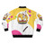 A vibrant bomber jacket featuring the iconic Chocobo and Moogle characters from the Final Fantasy universe. - Back