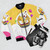 A vibrant bomber jacket featuring the iconic Chocobo and Moogle characters from the Final Fantasy universe. - Flat lay