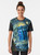 A vibrant graphic t-shirt featuring a British phone box with a Doctor Who, time lord theme. - Women