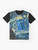 A vibrant graphic t-shirt featuring a British phone box with a Doctor Who, time lord theme. - Flat lay