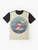 A t-shirt featuring a minimalist graphic design of Mount Fuji, the iconic Japanese volcano. - Flat lay