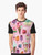 A graphic t-shirt featuring a colorful ice cream pattern design in pink and other summer colors. - Men