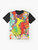 Marc Chagall's colorful dance painting depicted on a graphic t-shirt - Flat lay