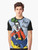 Goofy painting graphic t-shirt with a cartoon dog on a blue and speckle background - Men