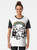 Spooky graphic t-shirt featuring skulls, ghosts, and rainbows in a cute and funny design - Women