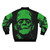 Frankenstein classic green bomber jacket with horror movie and monster design - Back
