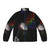 Pink Floyd "Dark Side of the Moon" inspired puffer jacket with abstract prism and rainbow design