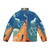 Pink Floyd "Dark Side of the Moon" inspired puffer jacket with abstract prism and rainbow design - Back