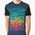 Colorful graphic t-shirt featuring a variety of aquatic sea life creatures like whales, fish, and marine animals in a vibrant spectrum design.