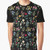 Botanical graphic t-shirt featuring colorful floral patterns in a trendy boho style