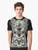 Howling wolf graphic design on a black t-shirt - Men