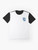 Graphic t-shirt with an anatomical heart design surrounded by ocean waves and underwater scenery - Flat lay